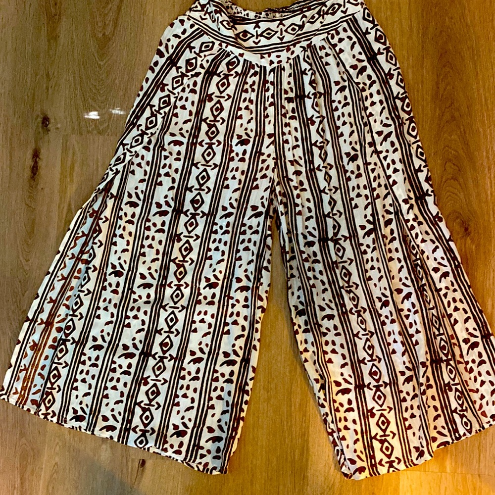 Side slit wide leg pants